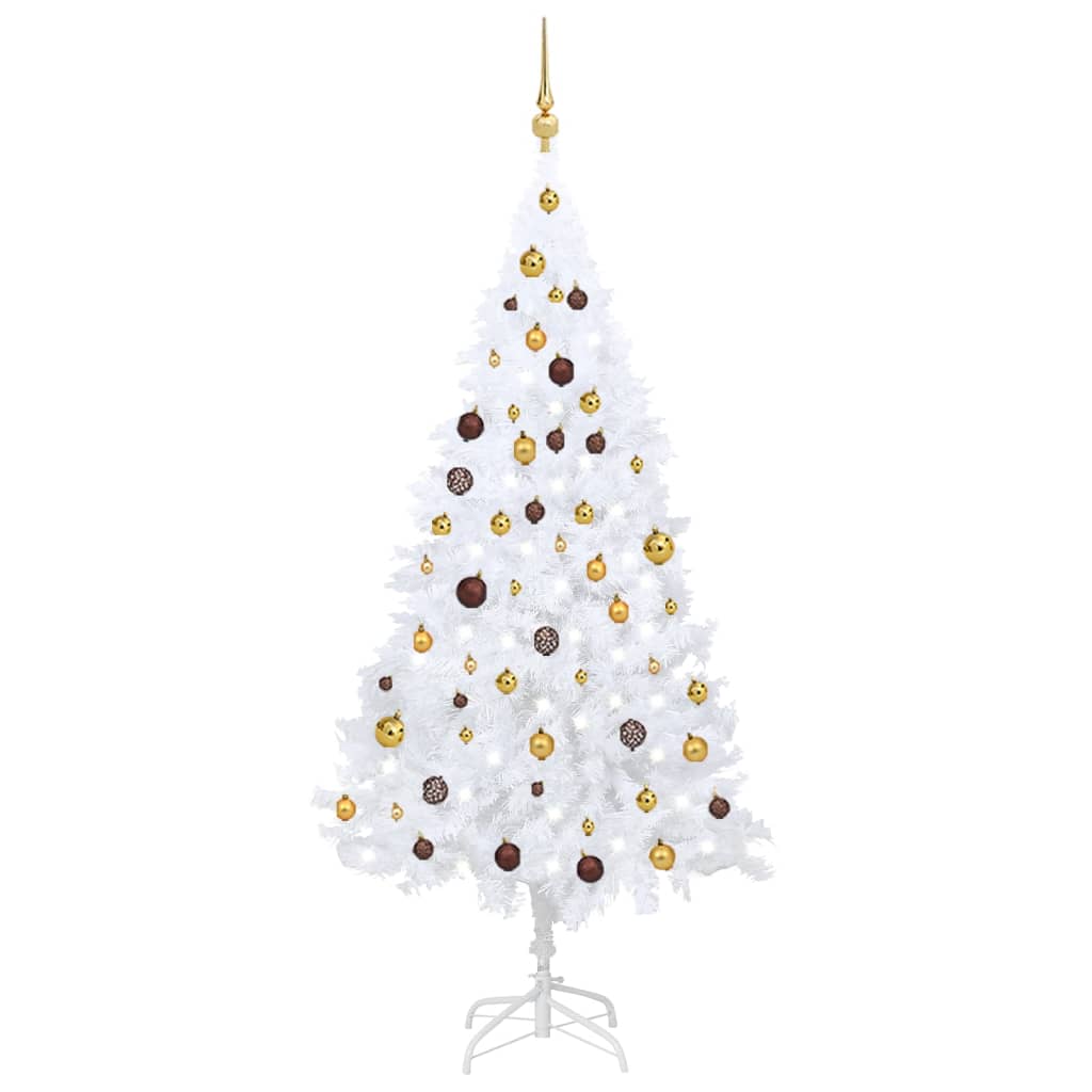 Artificial Pre-lit Christmas Tree with Ball Set White 180 cm PVC