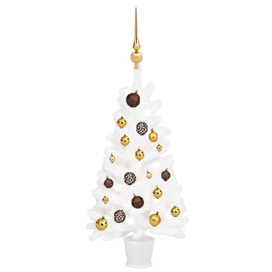 Artificial Pre-lit Christmas Tree with Ball Set White 90 cm