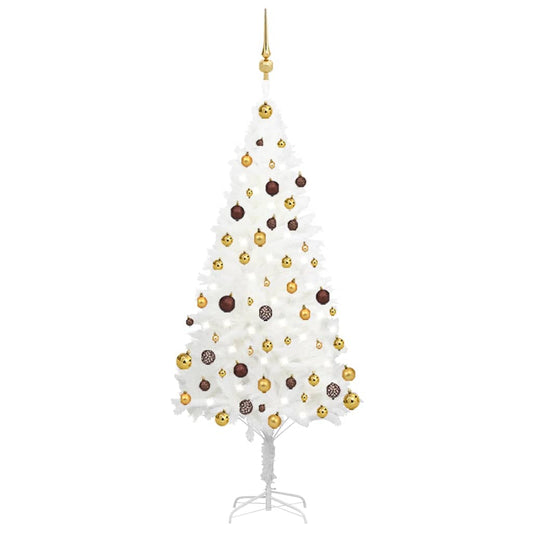 Artificial Pre-lit Christmas Tree with Ball Set White 150 cm