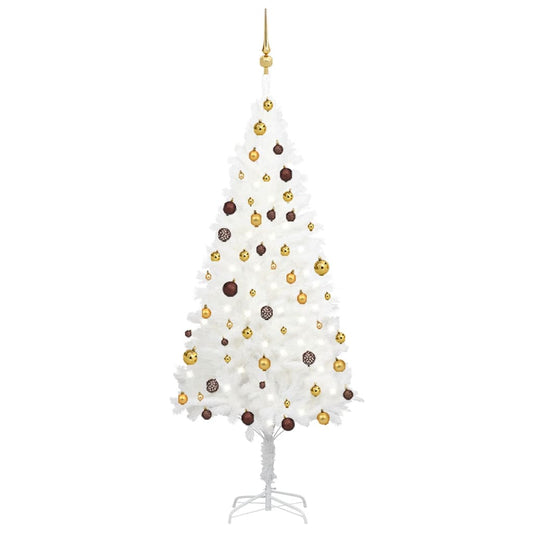 Artificial Pre-lit Christmas Tree with Ball Set White 180 cm