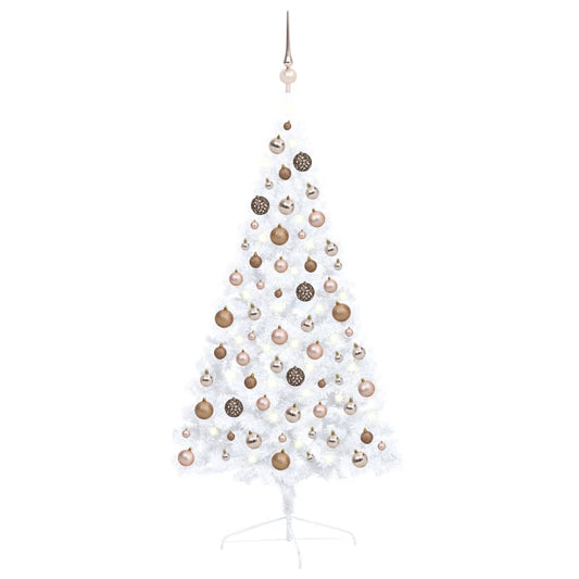 Artificial Half Pre-lit Christmas Tree with Ball Set White 120 cm