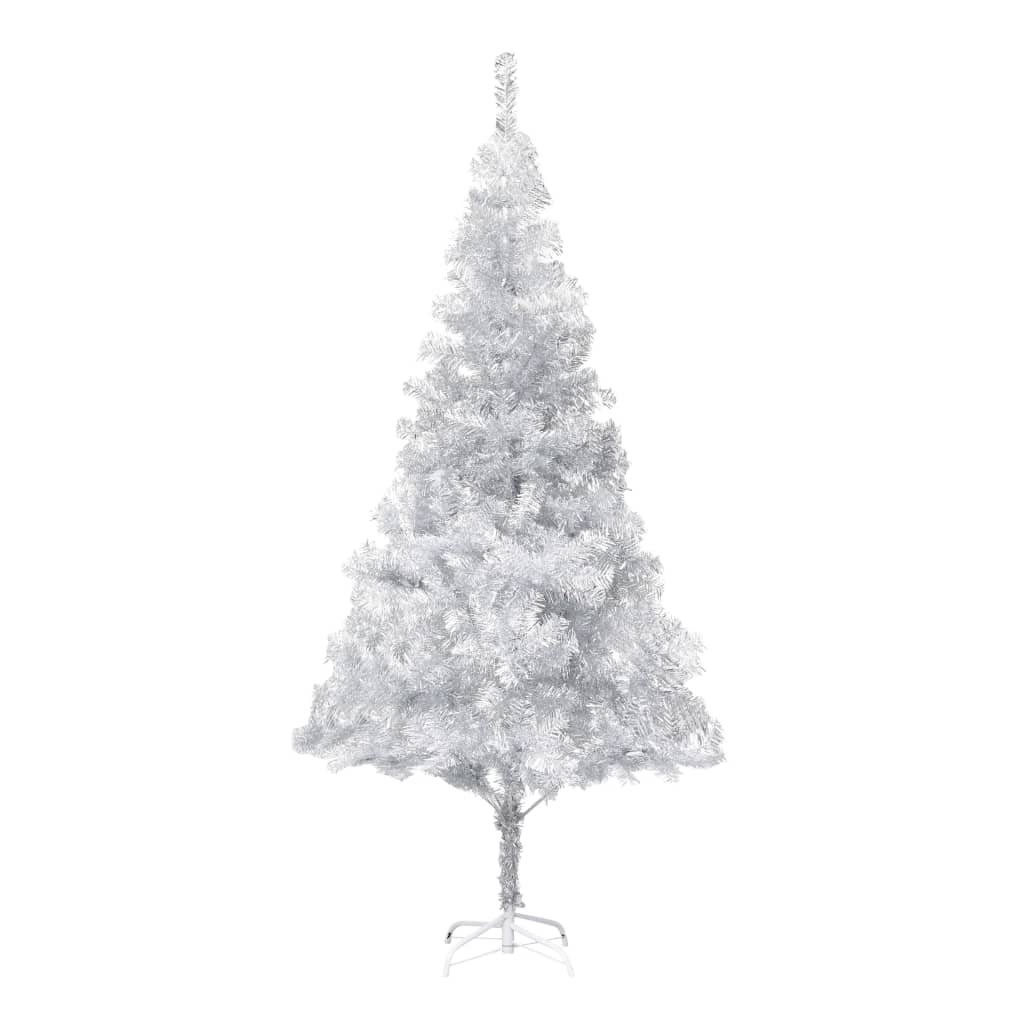 Artificial Pre-lit Christmas Tree with Ball Set Silver 180 cm PET