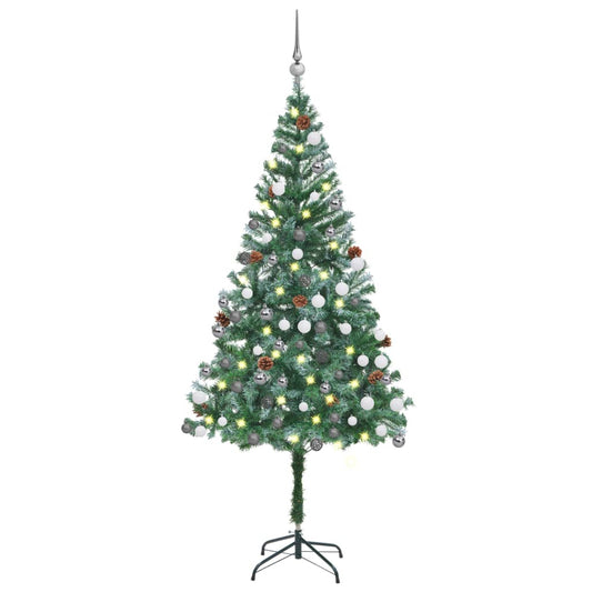 Artificial Pre-lit Christmas Tree with Ball Set Pinecones 180 cm