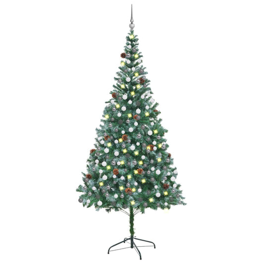 Artificial Pre-lit Christmas Tree with Ball Set Pinecones 210 cm