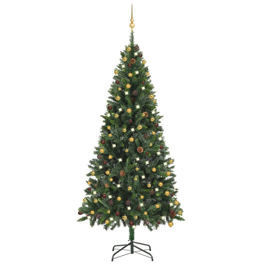 Artificial Pre-lit Christmas Tree with Ball Set Green 210 cm
