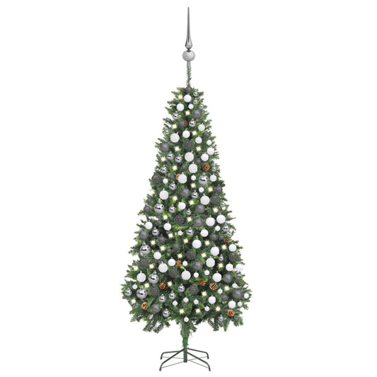 Artificial Pre-lit Christmas Tree with Ball Set Pine Cones 210 cm