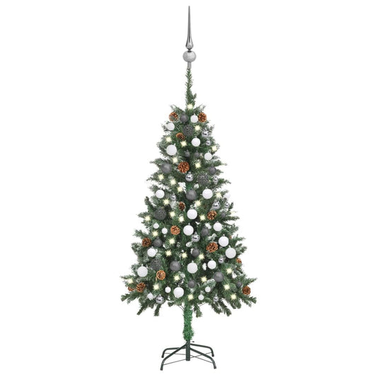 Artificial Pre-lit Christmas Tree with Ball Set Pine Cones 150 cm