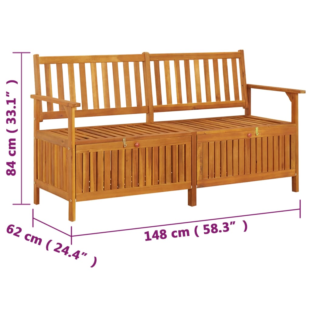 Storage Bench 148 cm Solid Wood Acacia