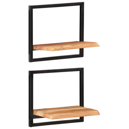 Wall Shelves 2 pcs 40x24x35 cm Solid Wood Acacia and Steel