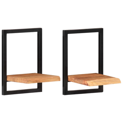 Wall Shelves 2 pcs 25x25x35 cm Solid Wood Acacia and Steel