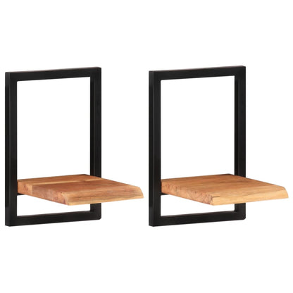 Wall Shelves 2 pcs 25x25x35 cm Solid Wood Acacia and Steel