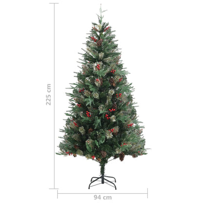Christmas Tree with Pine Cones Green 225 cm PVC&PE