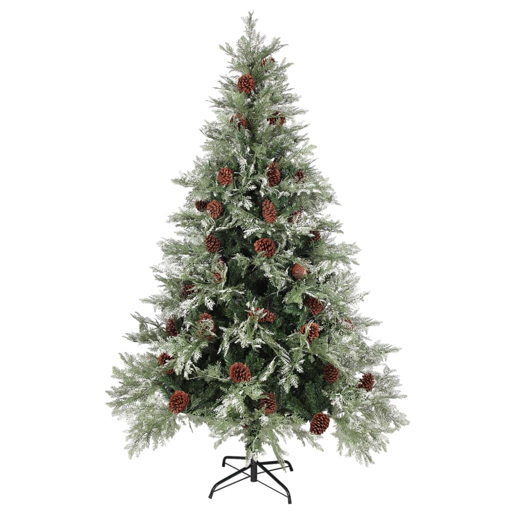 Christmas Tree with Pine Cones Green and White 120 cm PVC&PE