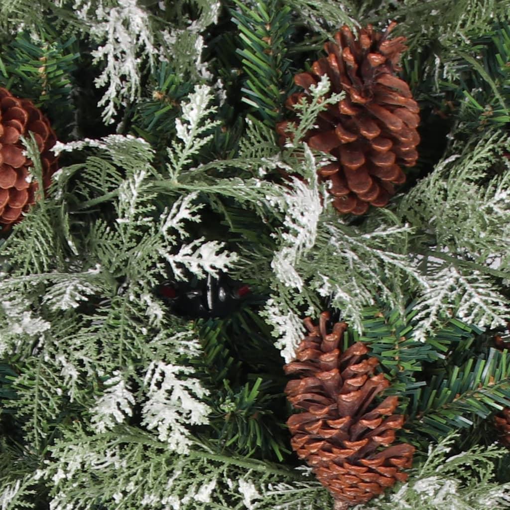 Christmas Tree with Pine Cones Green and White 195 cm PVC&PE