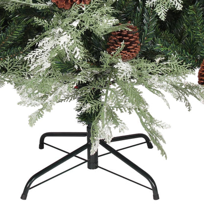 Christmas Tree with Pine Cones Green and White 195 cm PVC&PE
