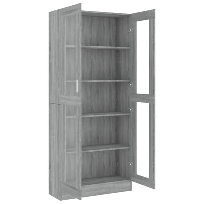 Vitrine Cabinet Grey Sonoma 82.5x30.5x185.5 cm Engineered Wood