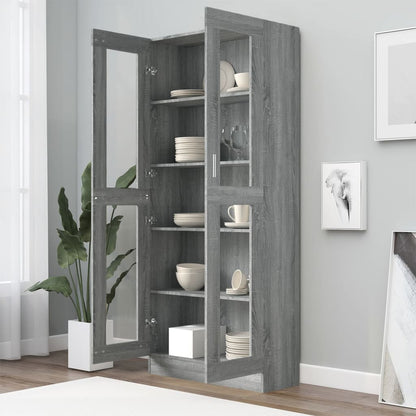 Vitrine Cabinet Grey Sonoma 82.5x30.5x185.5 cm Engineered Wood