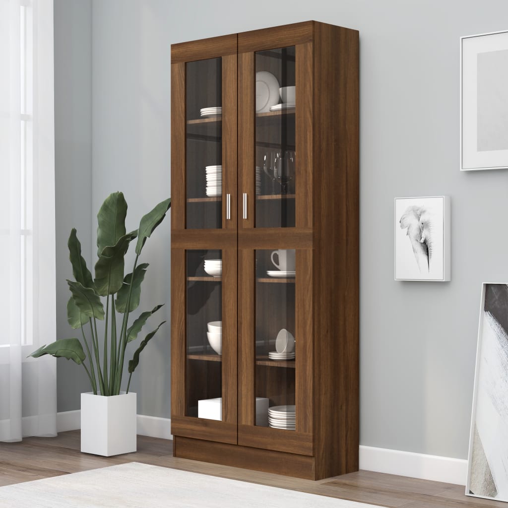 Vitrine Cabinet Brown Oak 82.5x30.5x185.5 cm Engineered Wood