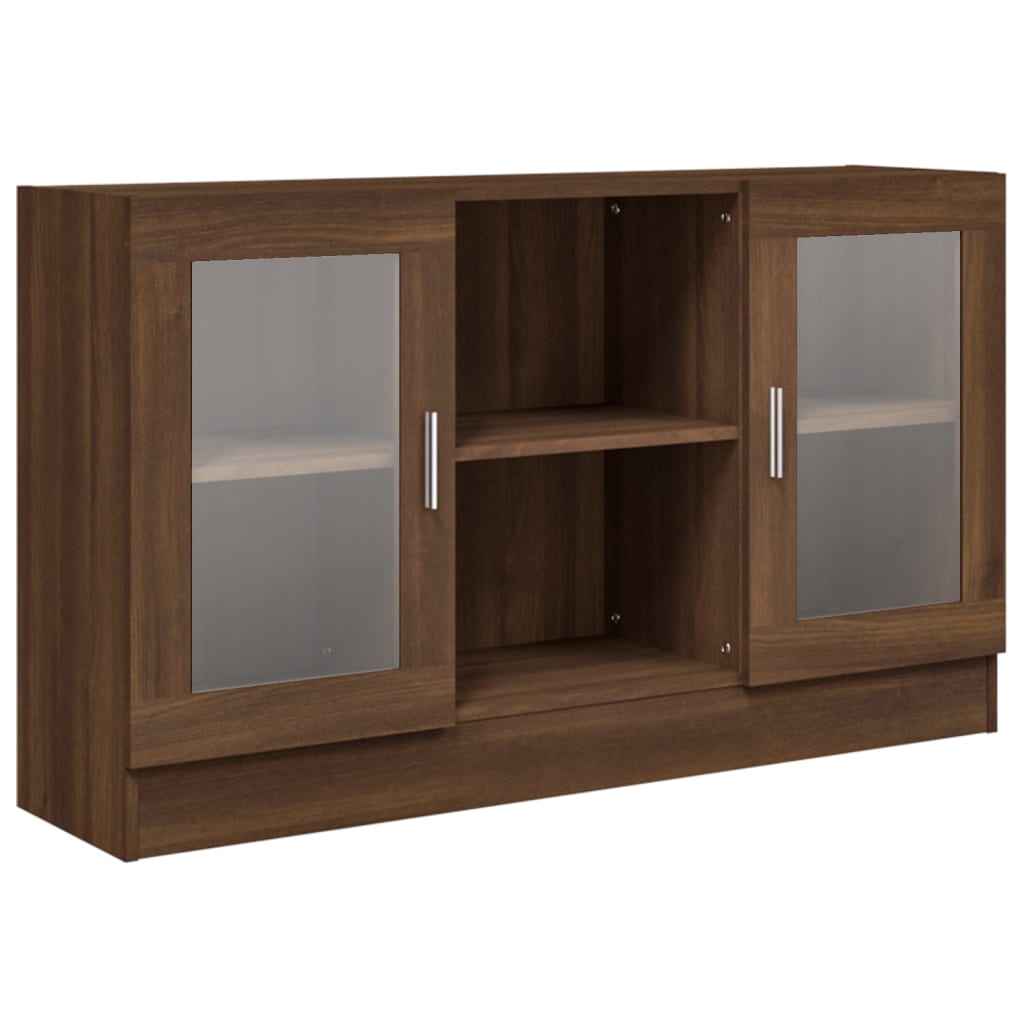 Vitrine Cabinet Brown Oak 120x30.5x70 cm Engineered Wood