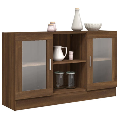 Vitrine Cabinet Brown Oak 120x30.5x70 cm Engineered Wood