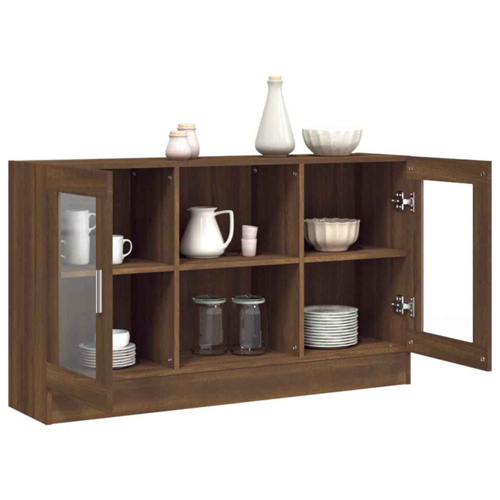 Vitrine Cabinet Brown Oak 120x30.5x70 cm Engineered Wood