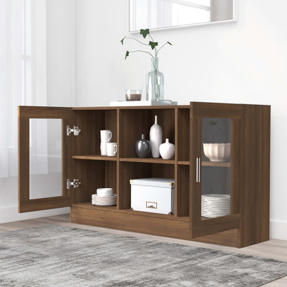 Vitrine Cabinet Brown Oak 120x30.5x70 cm Engineered Wood