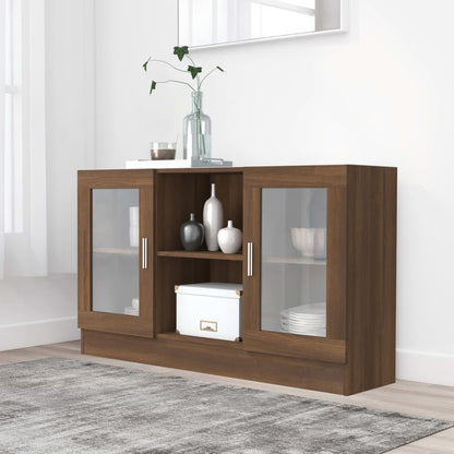 Vitrine Cabinet Brown Oak 120x30.5x70 cm Engineered Wood