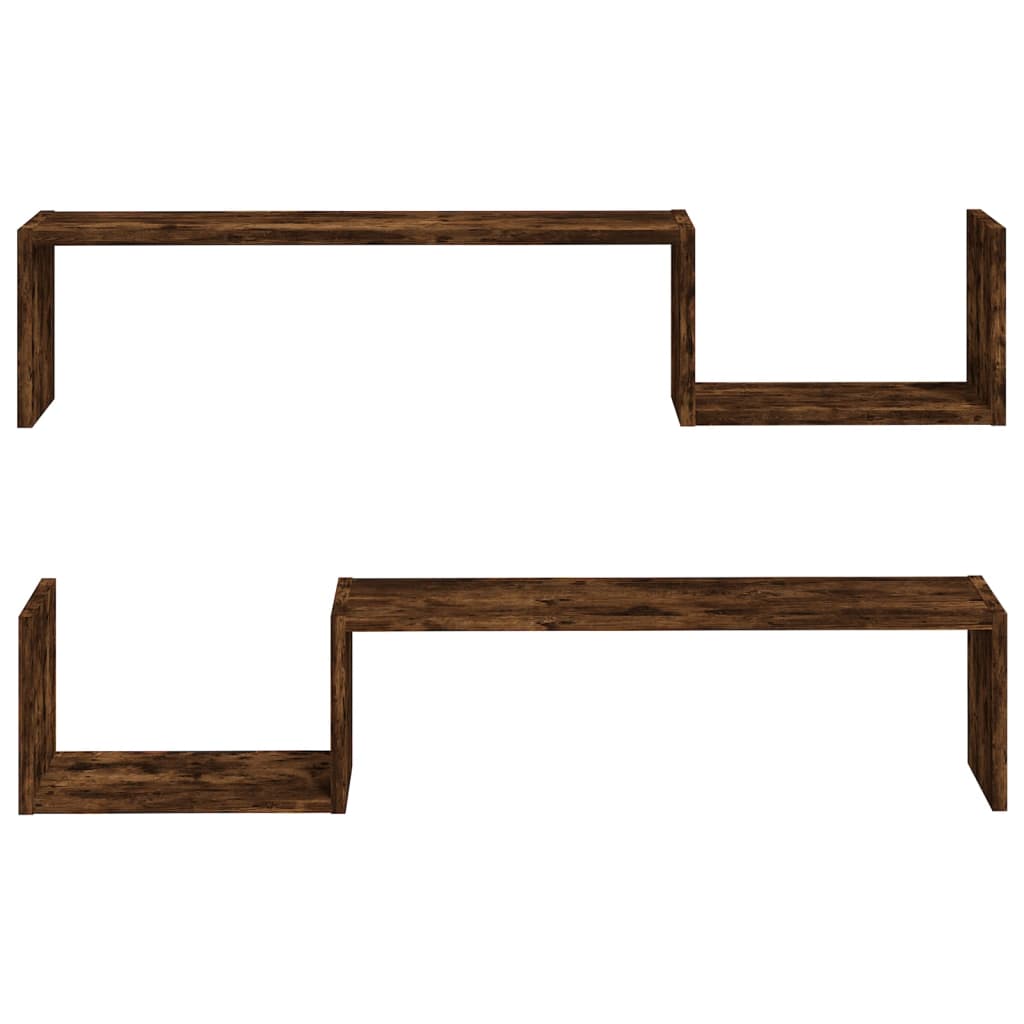 Wall Shelves 2 pcs Smoked Oak 100x15x20 cm Engineered Wood