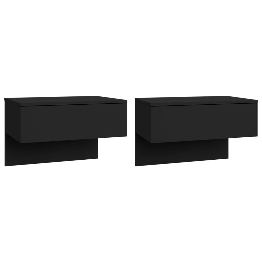 Wall-mounted Bedside Cabinets 2 pcs Black