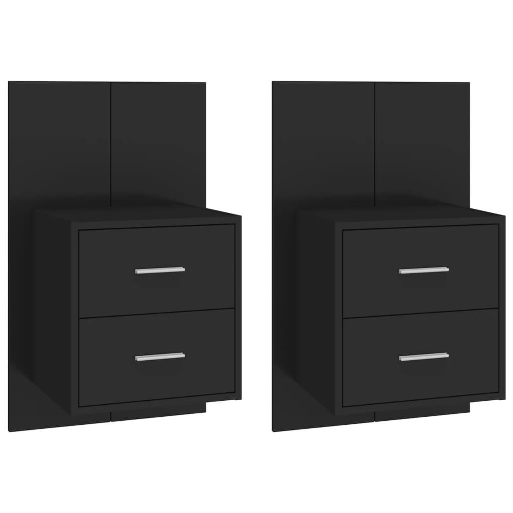 Wall-mounted Bedside Cabinets 2 pcs Black