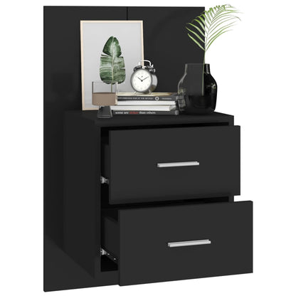 Wall-mounted Bedside Cabinets 2 pcs Black