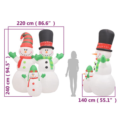Inflatable Snowman Family with LEDs 240 cm