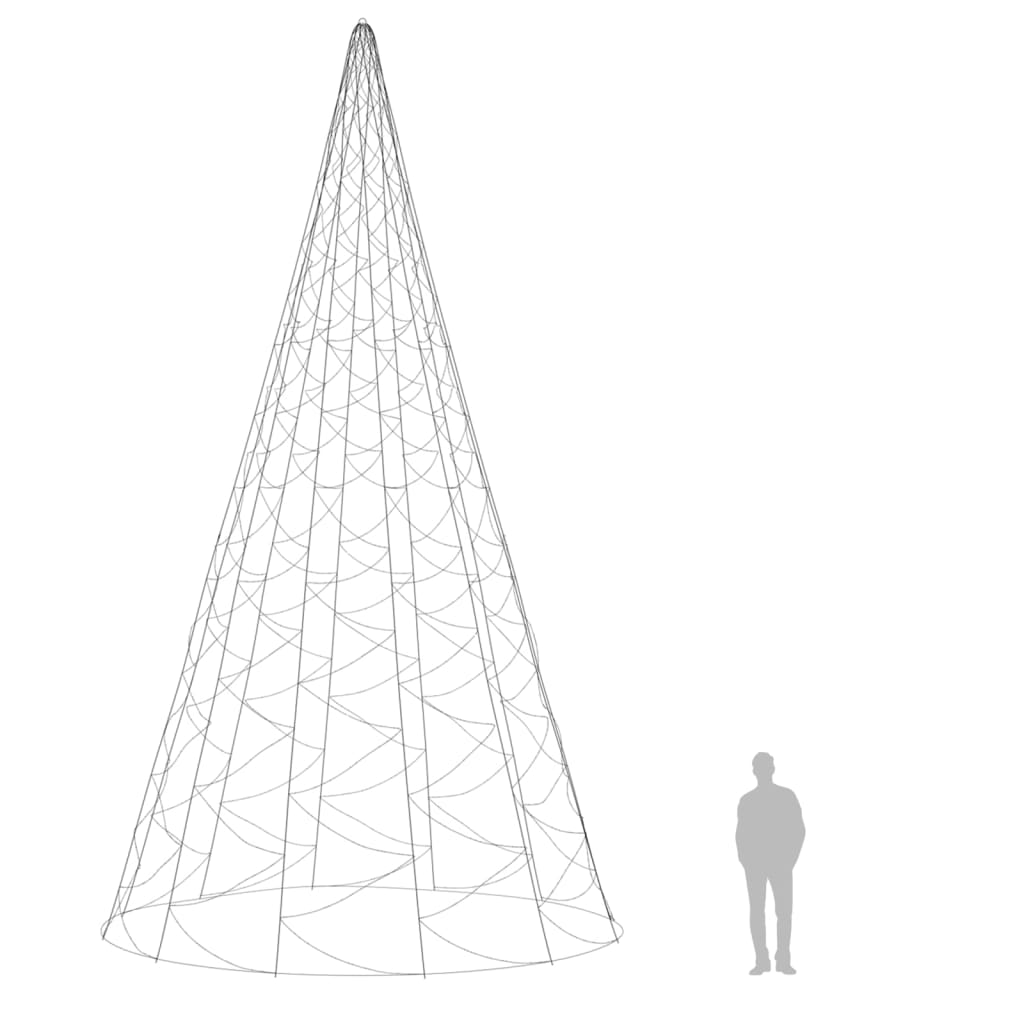 Christmas Tree on Flagpole Warm White 3000 LEDs 800 cm