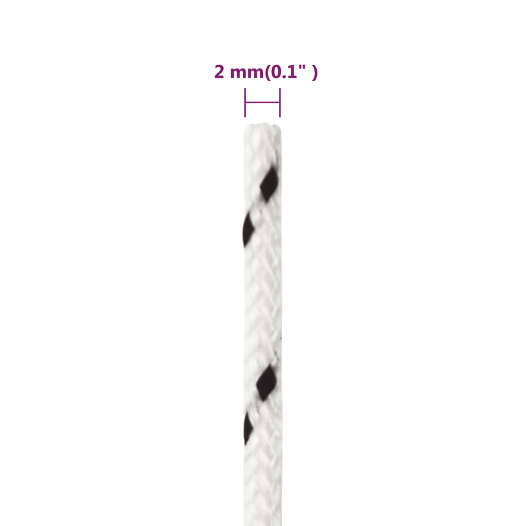 Braided Boat Rope White 2 mmx50 m Polyester