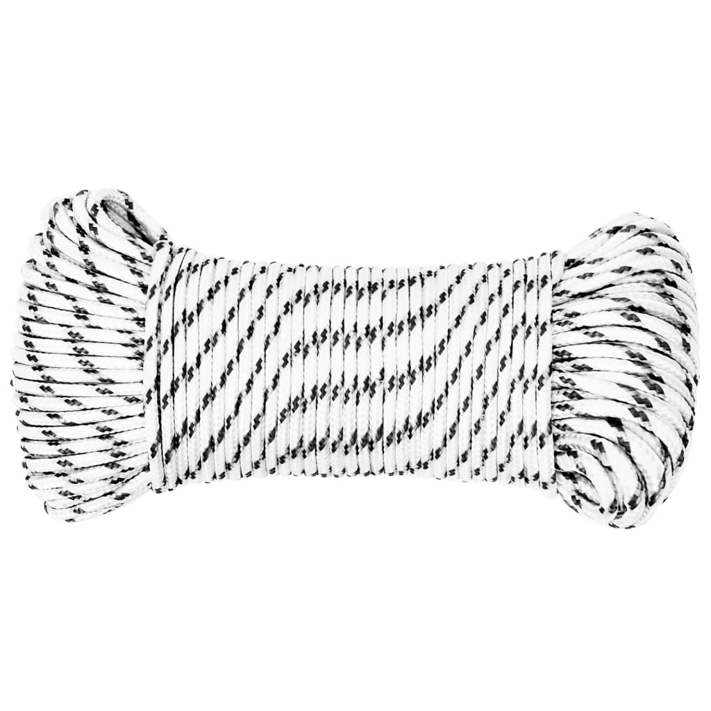 Braided Boat Rope White 4 mmx25 m Polyester