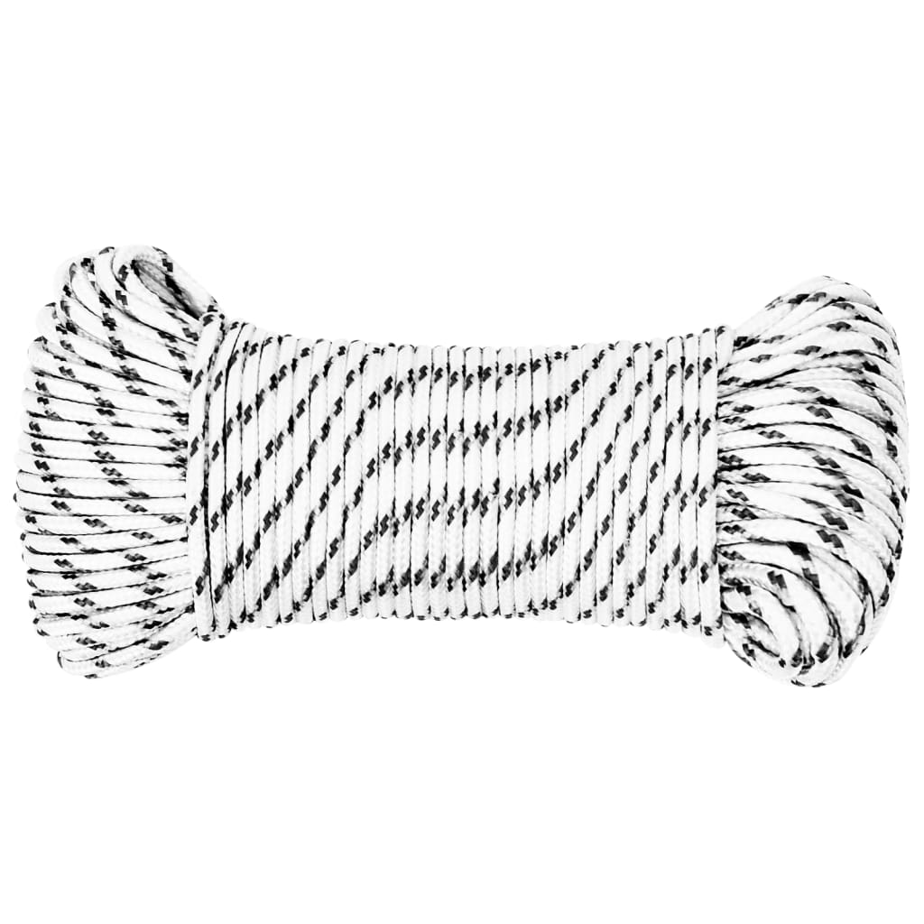 Braided Boat Rope White 5 mmx50 m Polyester