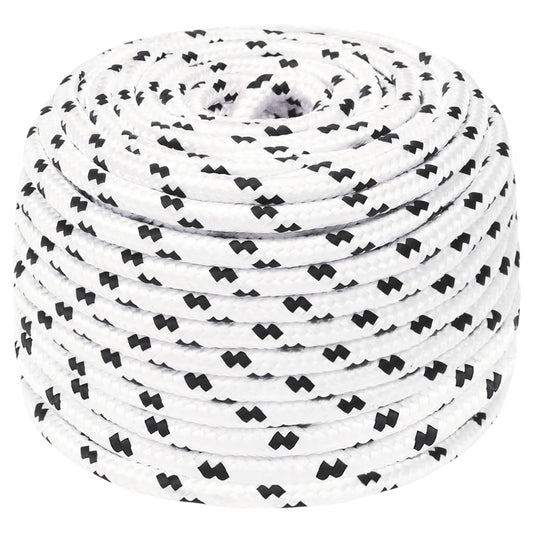 Braided Boat Rope White 8 mmx25 m Polyester