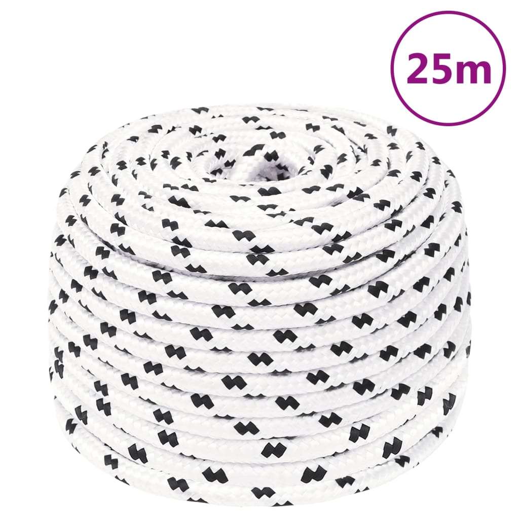 Braided Boat Rope White 8 mmx25 m Polyester