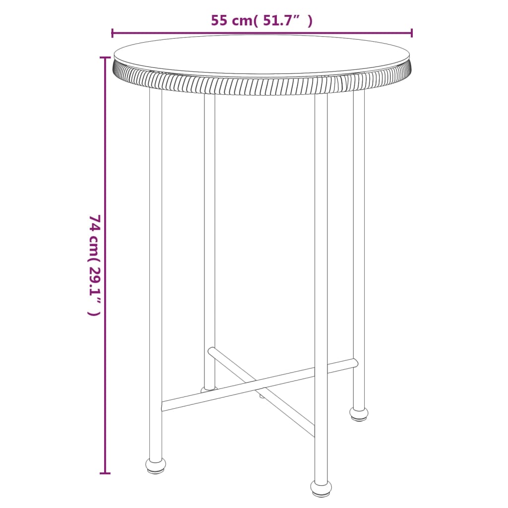 Dining Table Ø55 cm Tempered Glass and Steel