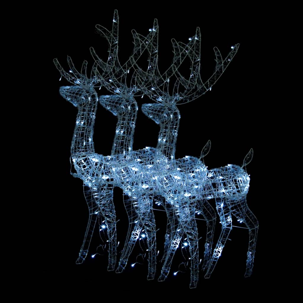 Acrylic Reindeer Christmas Decorations 3 pcs 120 cm Cold White