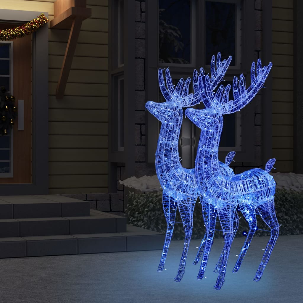 XXL Acrylic Christmas Reindeers 250 LED 2 pcs 180 cm Blue
