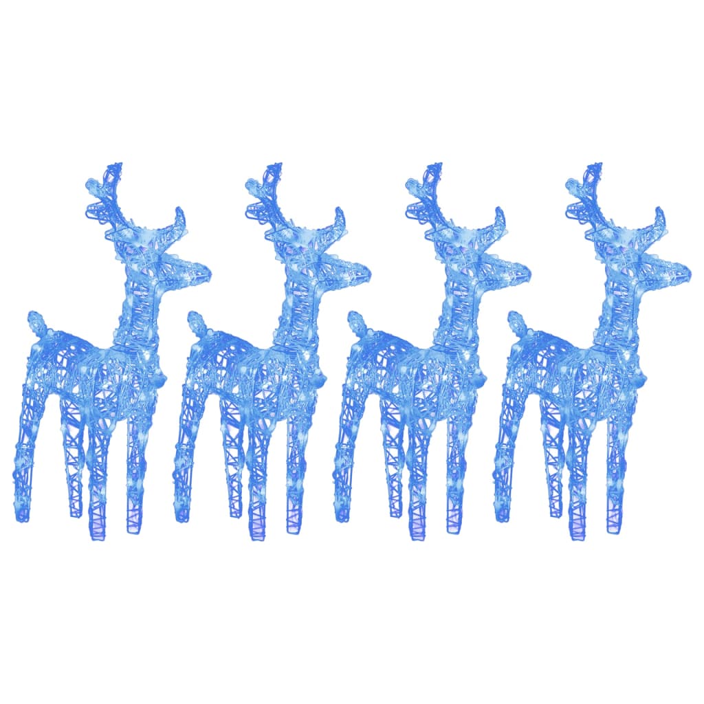Christmas Reindeers 4 pcs Blue 160 LEDs Acrylic