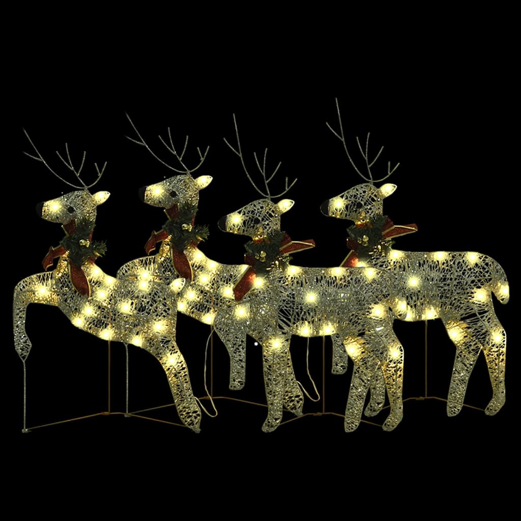 Christmas Reindeers 4 pcs Gold 80 LEDs