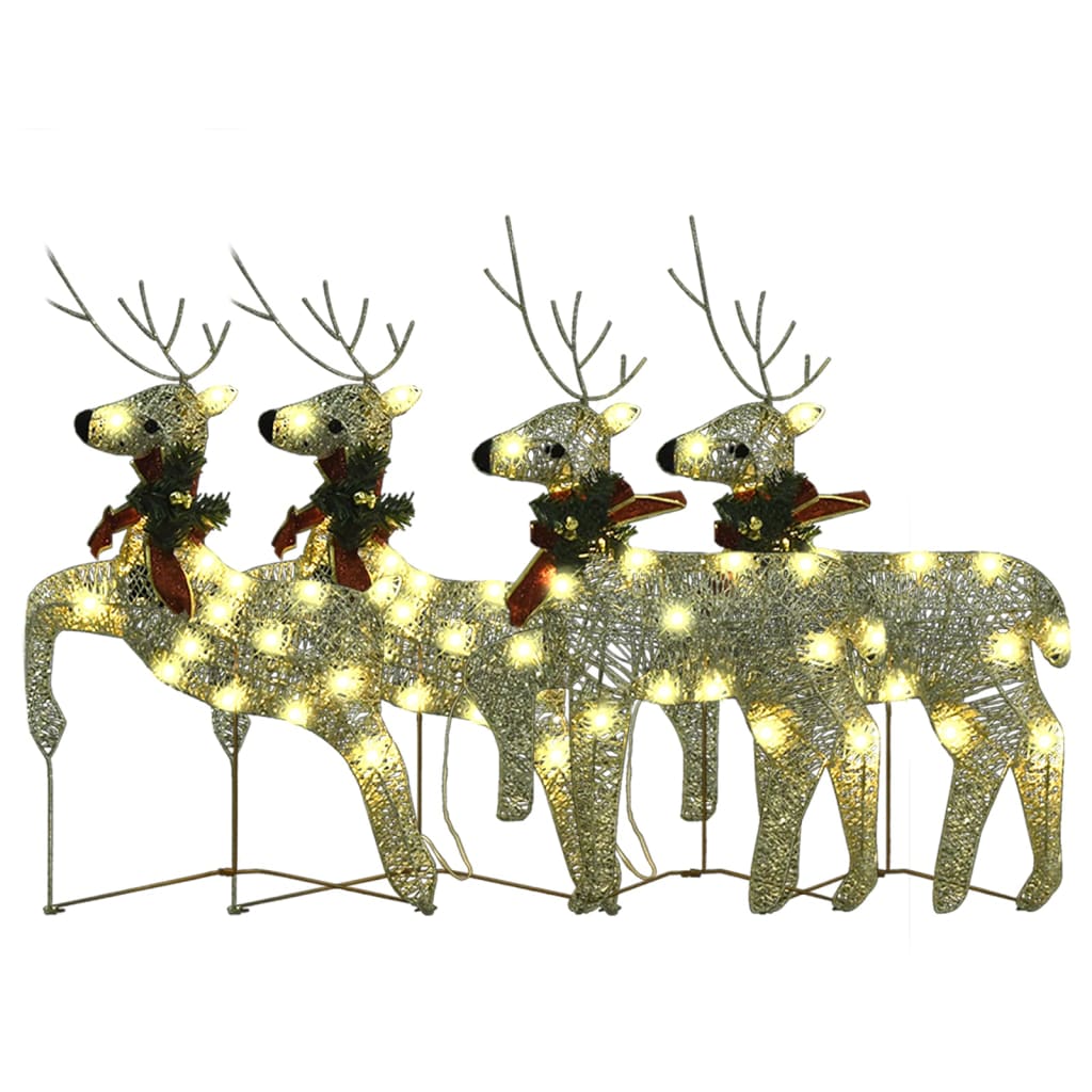 Christmas Reindeers 4 pcs Gold 80 LEDs