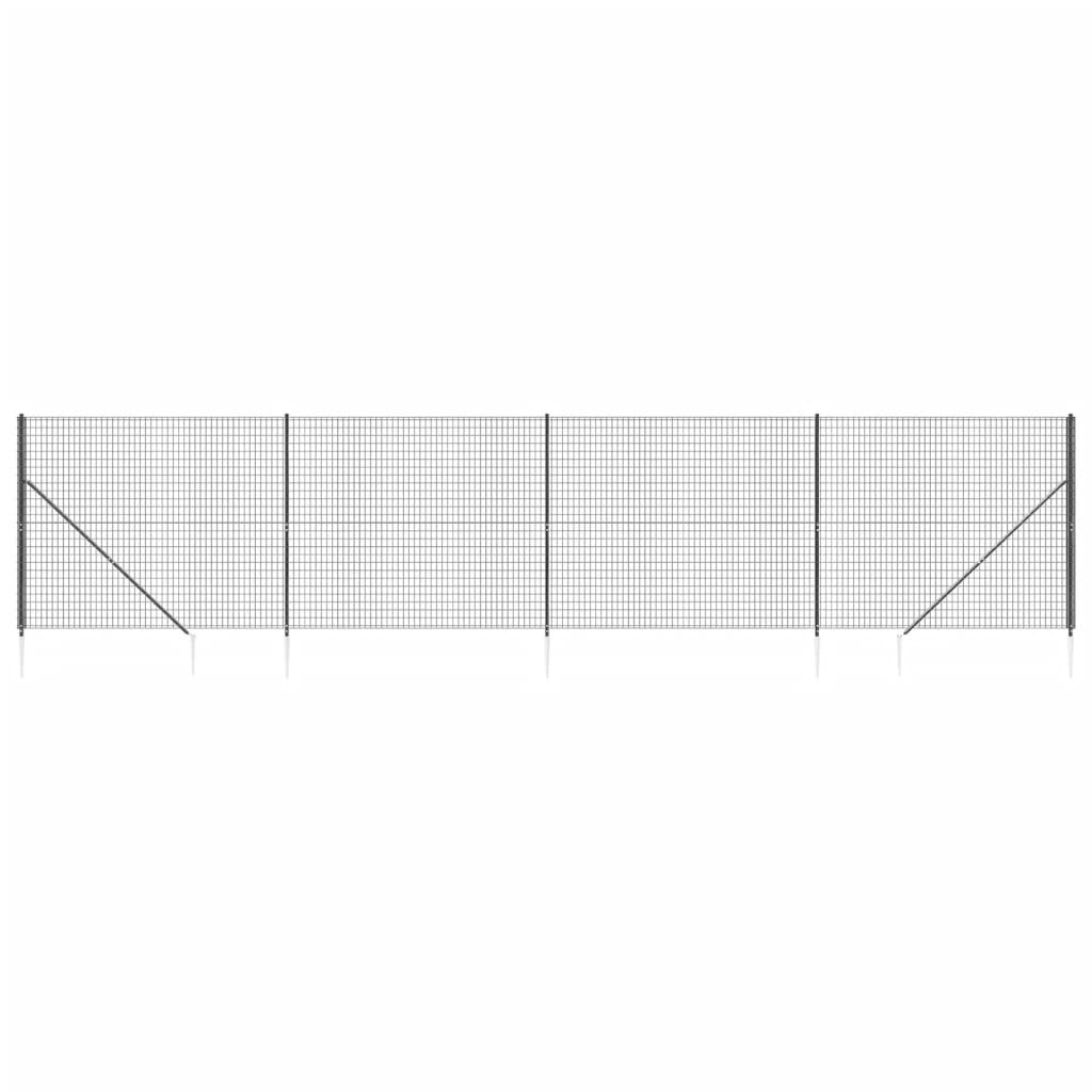 Wire Mesh Fence with Spike Anchors Anthracite 1.6x10 m