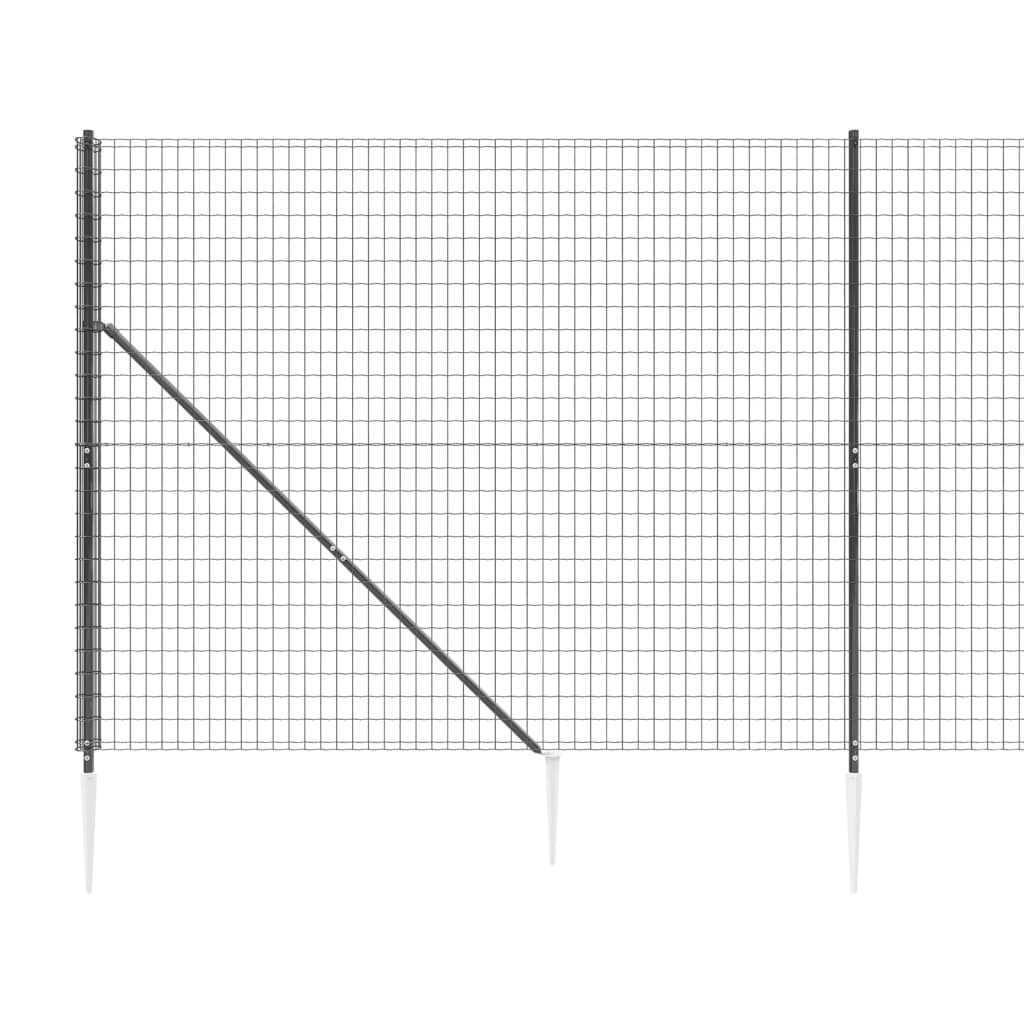 Wire Mesh Fence with Spike Anchors Anthracite 1.6x10 m