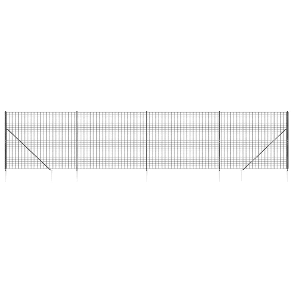 Wire Mesh Fence with Spike Anchors Anthracite 2x10 m