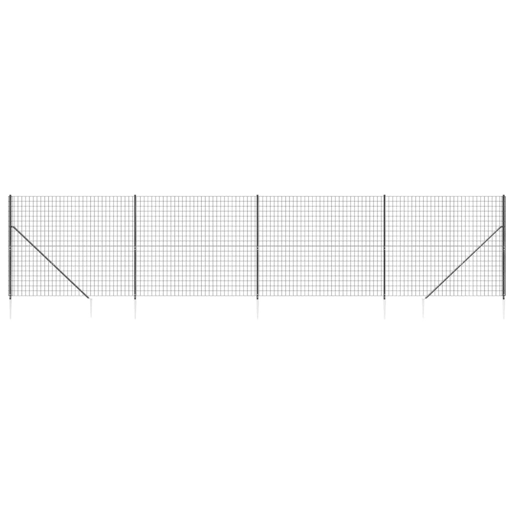 Wire Mesh Fence with Spike Anchors Anthracite 1.6x10 m