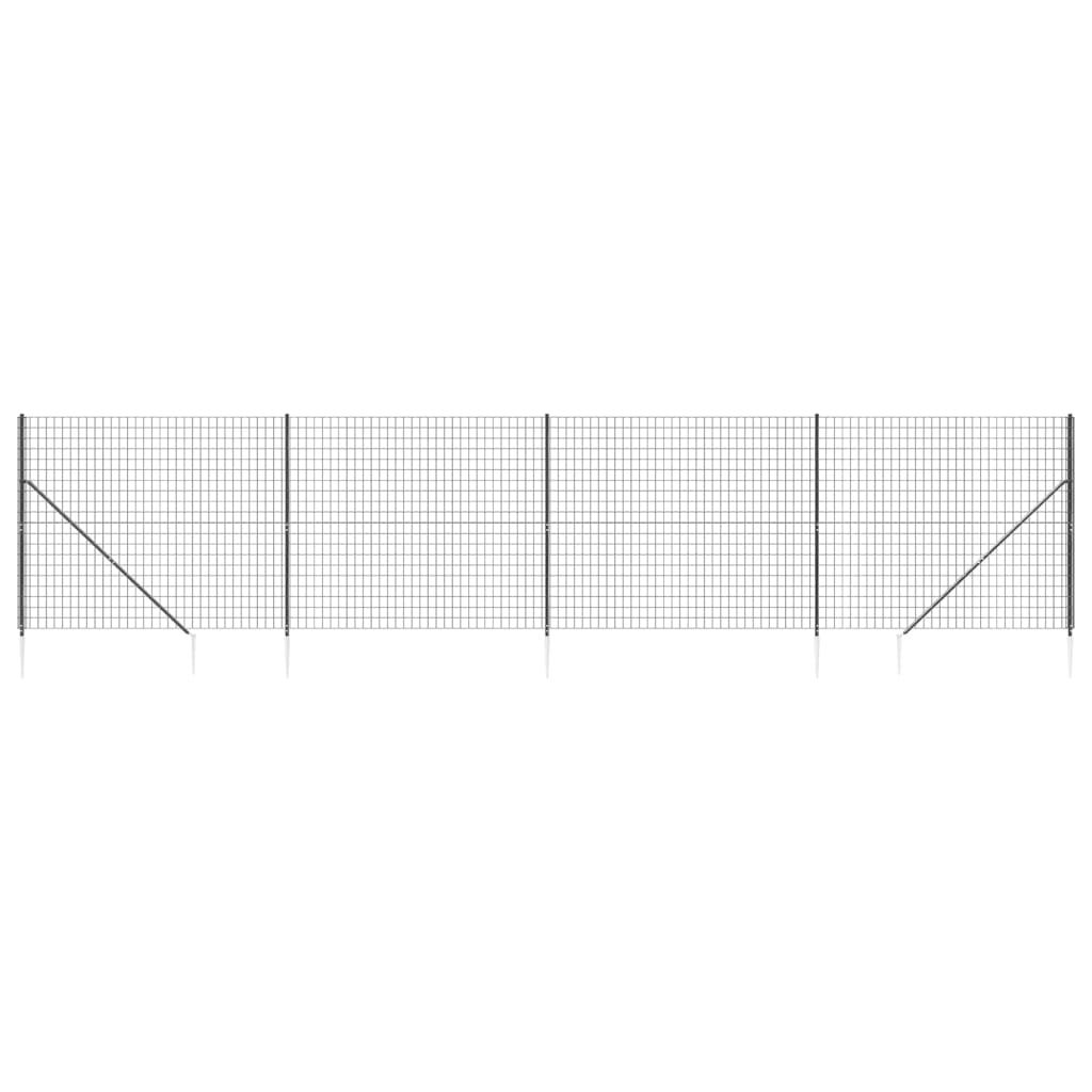 Wire Mesh Fence with Spike Anchors Anthracite 2x10 m