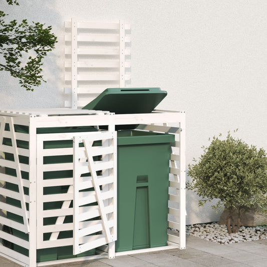 Wheelie Bin Storage Extension White Solid Wood Pine